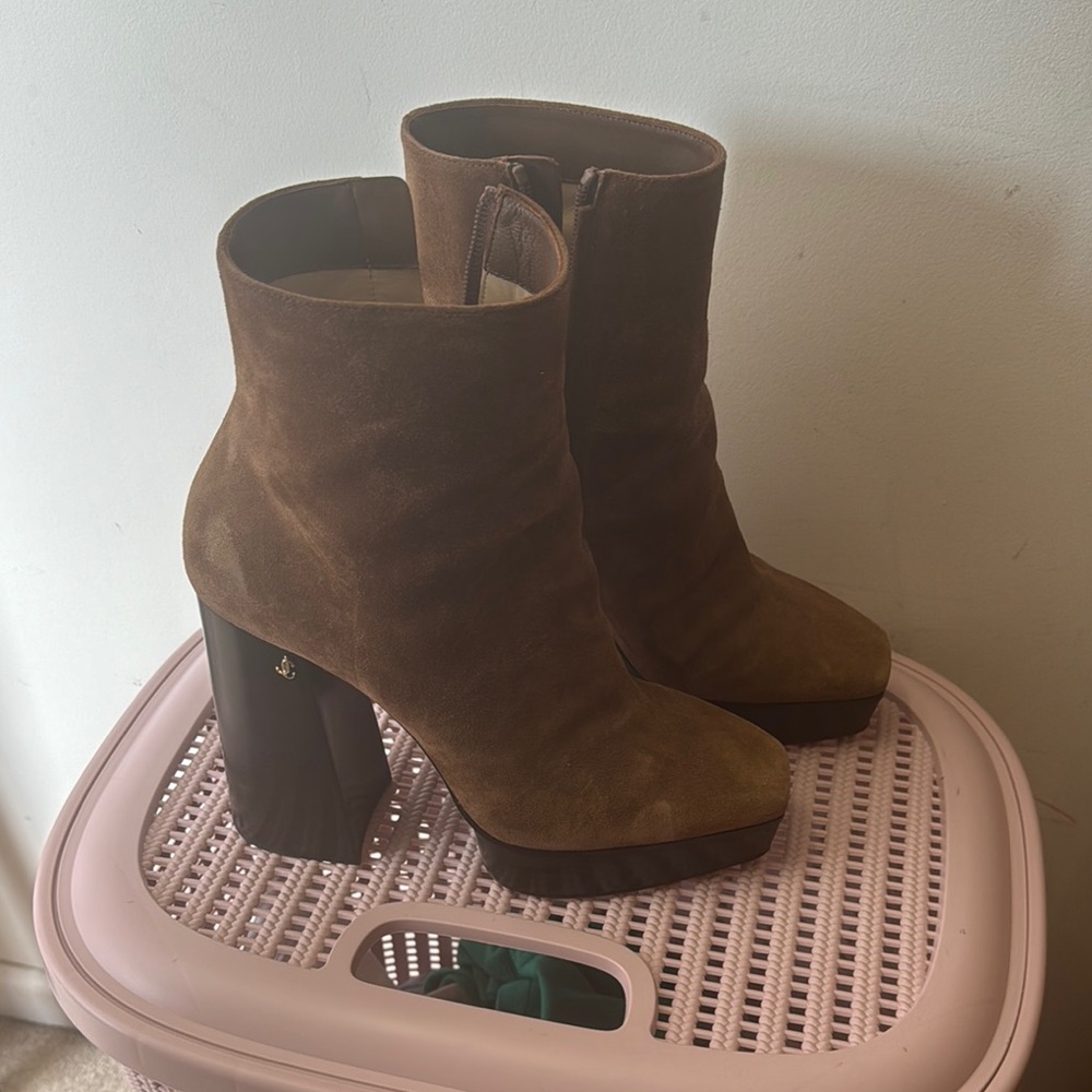 Jimmy Choo Brown Heeled Boots with Suede Finish